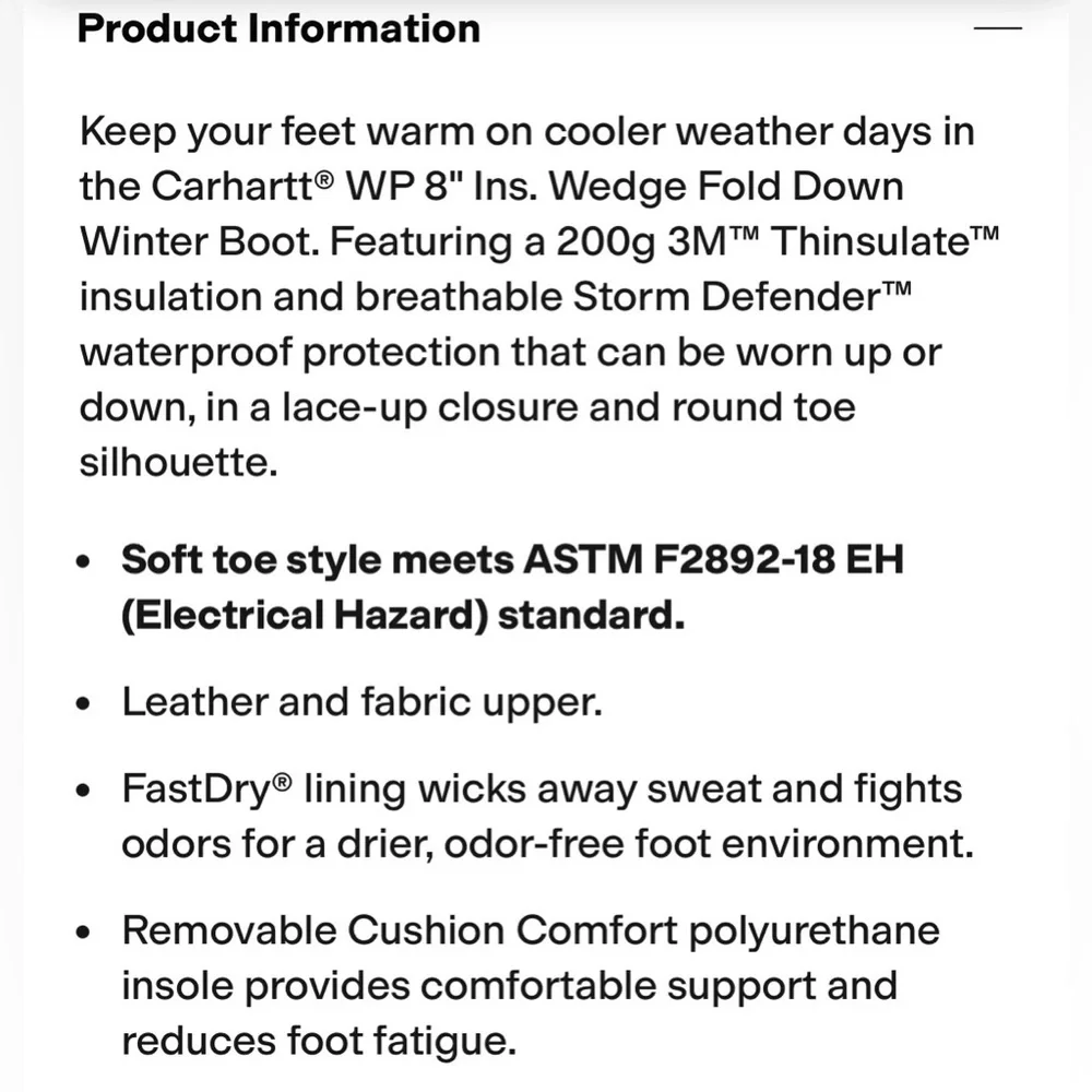 Carhartt Charcoal Gray Wedge Fold Down Lace-Up Boots NIB Sz 7 Ret $179.99